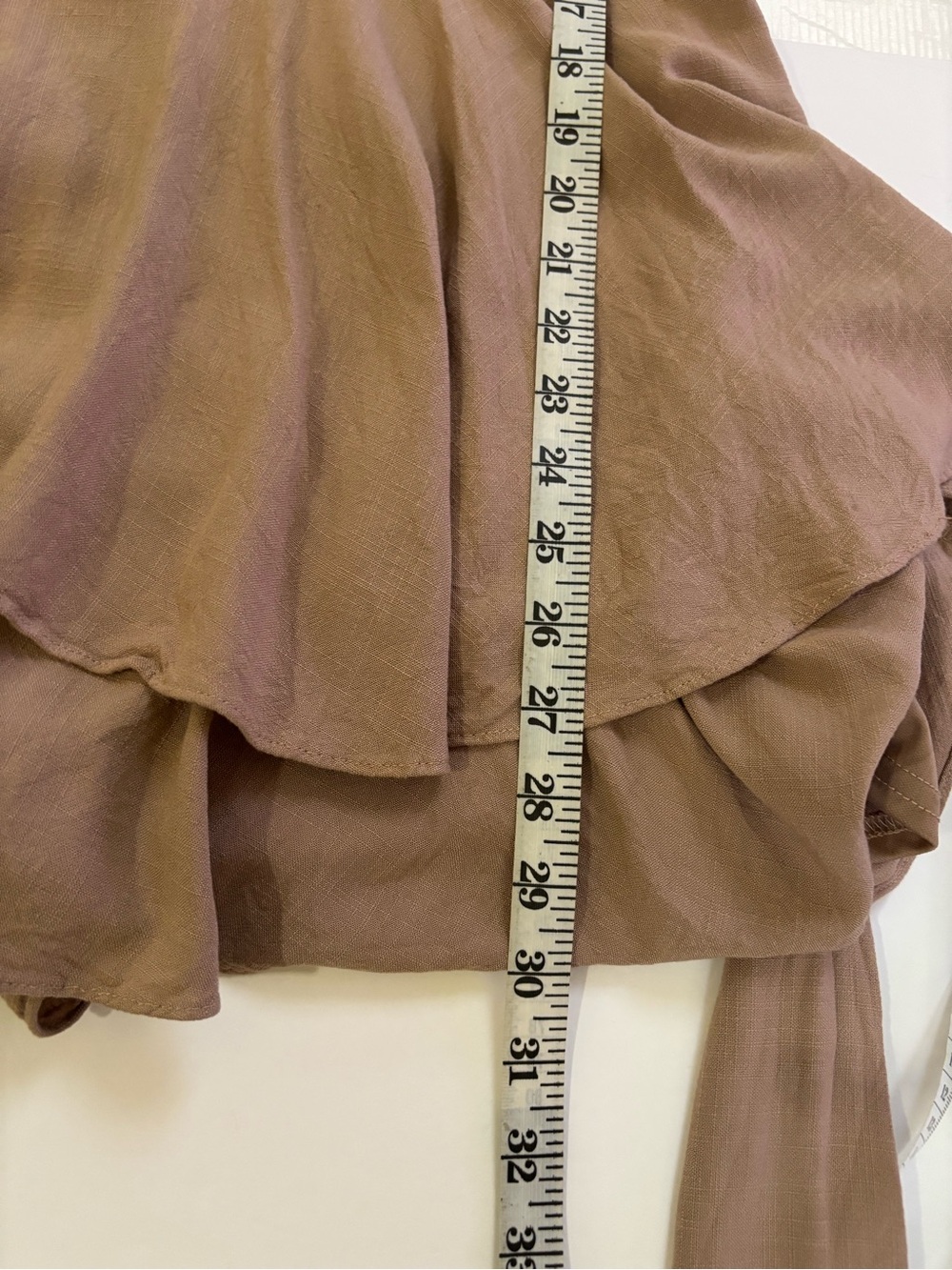 Altar’d State Romper XXL Taupe Brown Puff Sleeve Ruffle Tie Waist 100% Rayon - Picture 8 of 8